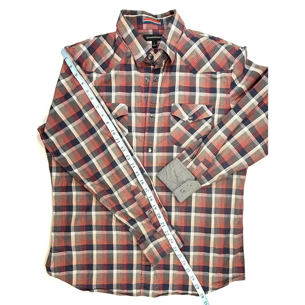 Banana Republic, Plaid Button Down Shirt Long Sleeve Casual Western, Men's Large
